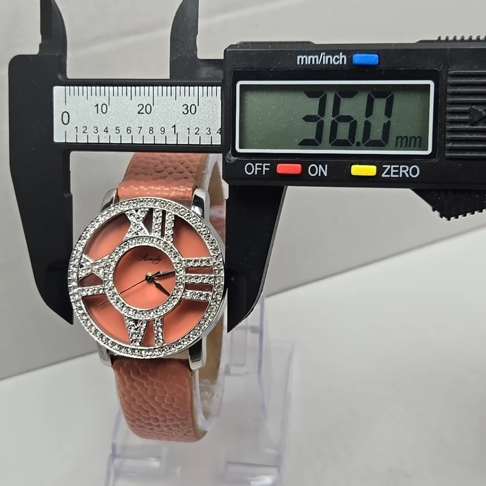 Womens Romilly Silver Tone Pink Crystals Rhinestones Watch New Battery 14015
